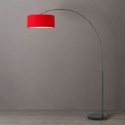 Nova California Float 92in 1-Light Arc Lamp | Industrial Black Nickel and Crimson Red Linen | Living Room & Bedroom | Model 2110820CR