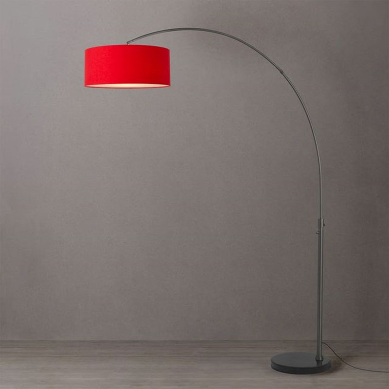 Nova California Float 92in 1-Light Arc Lamp | Industrial Black Nickel and Crimson Red Linen | Living Room & Bedroom | Model 2110820CR