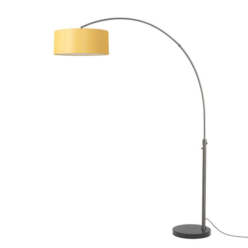 Nova California Float 92in 1-Light Arc Lamp | Modern Black Nickel and Mustard Linen | Living Room & Home Office | 68 x 18 x 92 in | Model 2110820MU