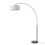 Nova California Float Stretch 92in 1-Light Arc Lamp | Modern Black Nickel and White Linen Shade | Living Room & Reading | Model 2110820WH