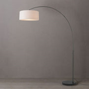 Nova California Float Stretch 92in 1-Light Arc Lamp | Modern Black Nickel and White Linen Shade | Living Room & Reading | Model 2110820WH