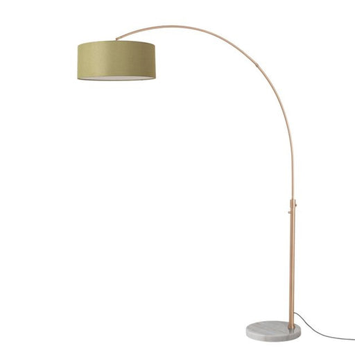 Nova California Float 92in 1-Light Arc Lamp | Industrial Weathered Brass and Avocado Linen | Living Room & Reading | 68 x 18 x 92 in | Model 2110821AV
