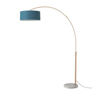 Nova California Float 92in 1-Light Arc Lamp | Industrial Weathered Brass and Crimson Red Linen | Living Room & Reading | Model 2110821BL