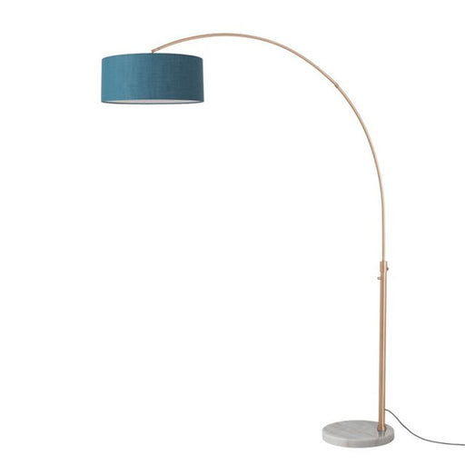 Nova California Float 92in 1-Light Arc Lamp | Industrial Weathered Brass and Crimson Red Linen | Living Room & Reading | Model 2110821BL