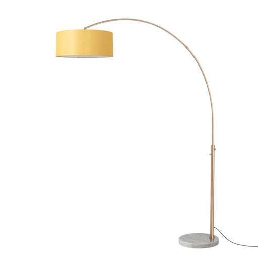 Nova California Float 92in 1-Light Arc Lamp | Industrial Weathered Brass and Mustard Linen | Living Room & Reading | 68 x 18 x 92 in | Model 2110821MU