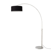 Nova California Float 92in 1-Light Arc Lamp | Modern Satin Nickel and Black Linen Shade | Living Room & Reading Nook | Model 2110822BK