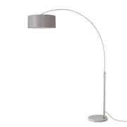 Nova California Float 92in 1-Light Arc Lamp | Modern Satin Nickel and Cashmere Gray Linen Shade | Living Room & Reading Nook | Model 2110822CG