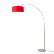 Nova California Float 92in 1-Light Arc Lamp | Modern Satin Nickel and Crimson Red Linen Shade | Living Room & Reading Nook | Model 2110822CR