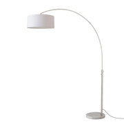 Nova California Float 92in 1-Light Arc Lamp | Modern Satin Nickel and White Linen Shade | Living Room & Reading Nook | Model 2110822WH