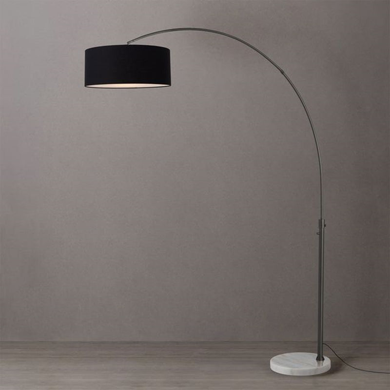 Nova California Float 92in 1-Light Arc Lamp | Modern Black Nickel and Black Linen Shade | Living Room & Bedroom | 68 x 18 x 92 in | Model 2110823BK
