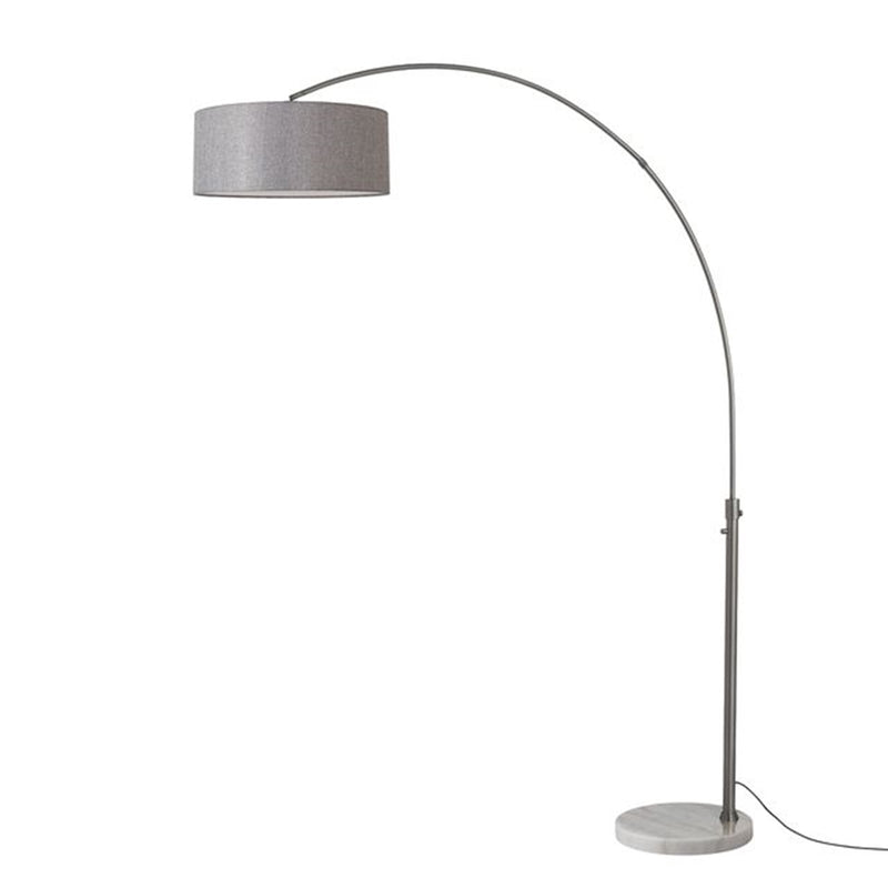 Nova California Float 92in 1-Light Arc Lamp | Modern Black Nickel and Cashmere Gray Linen Shade | Living Room & Bedroom | Model 2110823CG
