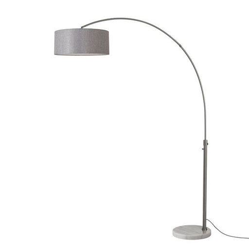 Nova California Float 92in 1-Light Arc Lamp | Modern Black Nickel and Cashmere Gray Linen Shade | Living Room & Bedroom | Model 2110823CG
