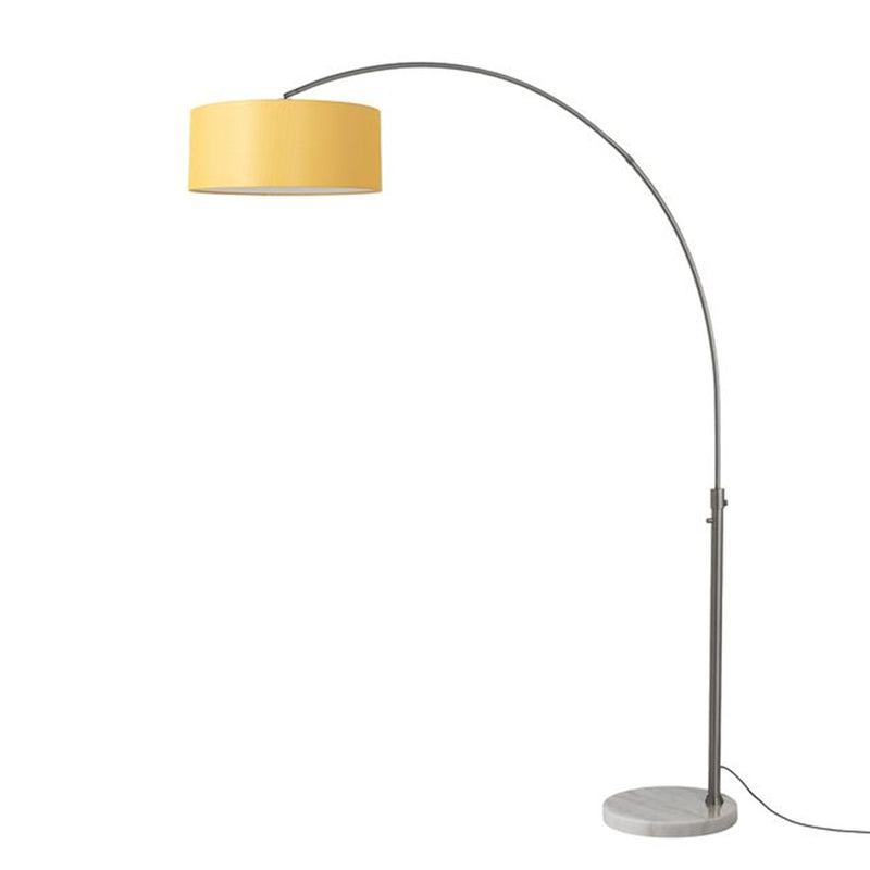Nova California Float 92in 1-Light Arc Lamp | Industrial Black Nickel and Mustard Linen | Living Room & Reading Nook | 1500 Lumens | Model 2110823MU