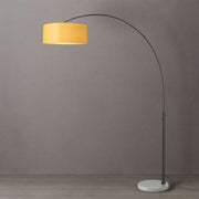 Nova California Float 92in 1-Light Arc Lamp | Industrial Black Nickel and Mustard Linen | Living Room & Reading Nook | 1500 Lumens | Model 2110823MU