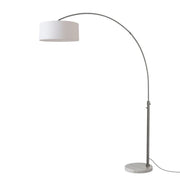 Nova California Float 92in 1-Light Arc Lamp | Modern Black Nickel and White Linen Shade | Living Room & Bedroom | 68 x 18 x 92 in | Model 2110823WH