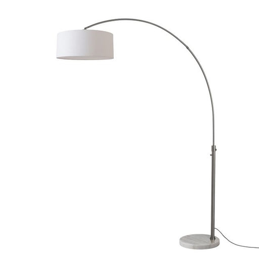 Nova California Float 92in 1-Light Arc Lamp | Modern Black Nickel and White Linen Shade | Living Room & Bedroom | 68 x 18 x 92 in | Model 2110823WH