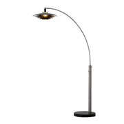 Nova California Rancho Mirage 1-Light Arc Floor Lamp | Mid-Century Antique Nickel and Matte Black Aluminum Shade | Living Room & | Model 2110824SN