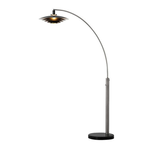 Nova California Rancho Mirage 1-Light Arc Floor Lamp | Mid-Century Antique Nickel and Matte Black Aluminum Shade | Living Room & | Model 2110824SN