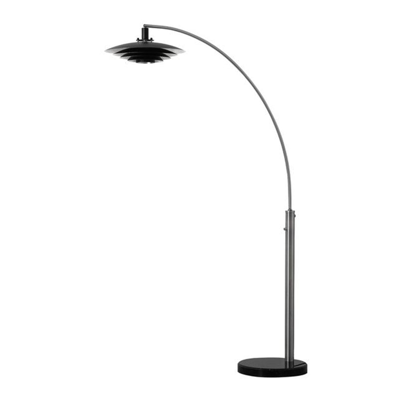 Nova California Rancho Mirage 1-Light Arc Floor Lamp | Mid-Century Antique Nickel and Matte Black Aluminum Shade | Living Room & | Model 2110824SN