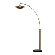 Nova California Rancho Mirage 1-Light Arc Floor Lamp | Mid-Century Weathered Brass and Matte Black Aluminum Shade | Living Room & | Model 2110824WB