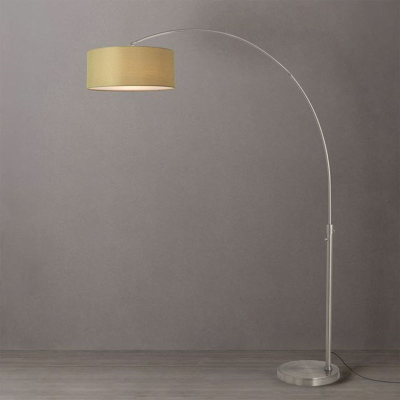 Nova California Float 92in 1-Light Arc Lamp | Modern Satin Nickel and Avocado Linen | Living Room & Home Office | 68 x 18 x 92 in | Model 2110825AV