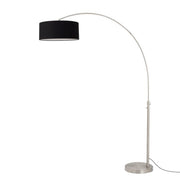 Nova California Float 92in 1-Light Arc Lamp | Satin Nickel and Black Linen | Living Room & Home Office | 68 x 18 x 92 in | Model 2110825BK