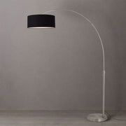 Nova California Float 92in 1-Light Arc Lamp | Satin Nickel and Black Linen | Living Room & Home Office | 68 x 18 x 92 in | Model 2110825BK