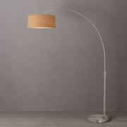 Nova California Float 92in 1-Light Arc Lamp | Modern Satin Nickel and Natural Burlap Linen | Living Room & Home Office | Model 2110825BU