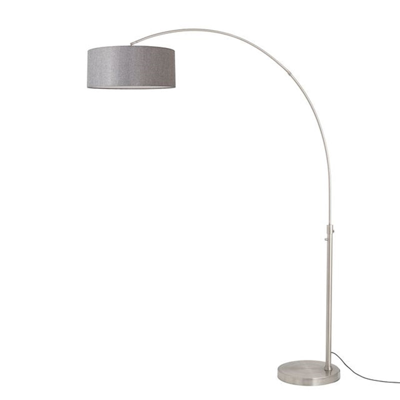 Nova California Float 92in 1-Light Arc Lamp | Satin Nickel and Cashmere Gray Linen | Living Room & Home Office | 68 x 18 x 92 in | Model 2110825CG