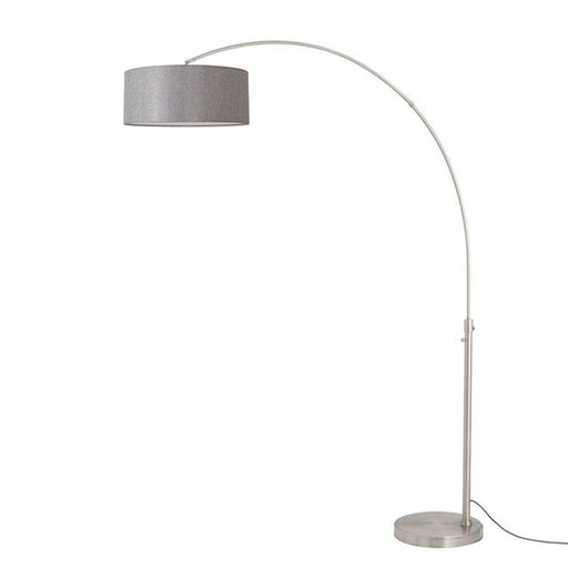 Nova California Float 92in 1-Light Arc Lamp | Satin Nickel and Cashmere Gray Linen | Living Room & Home Office | 68 x 18 x 92 in | Model 2110825CG