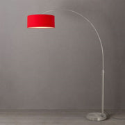 Nova California Float 92in 1-Light Arc Lamp | Satin Nickel and Crimson Red Linen | Living Room & Home Office | 68 x 18 x 92 in | Model 2110825CR