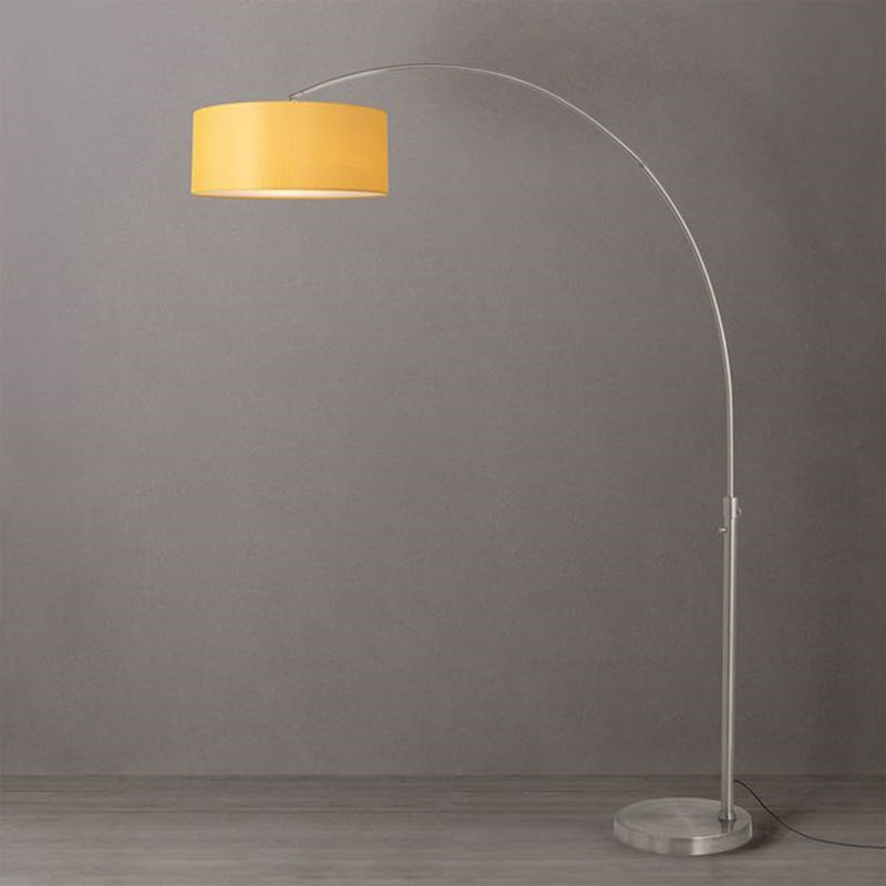 Nova California Float 92in 1-Light Arc Lamp | Modern Satin Nickel and Mustard Linen | Living Room & Home Office | 68 x 18 x 92 in | Model 2110825MU