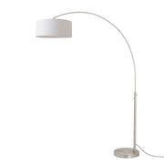Nova California Float 92in 1-Light Arc Lamp | Satin Nickel and White Linen | Living Room & Home Office | 68 x 18 x 92 in | Model 2110825WH