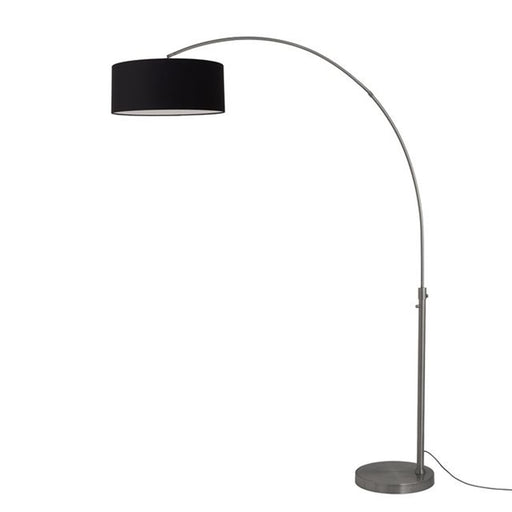 Nova California Float 92in 1-Light Arc Lamp | Modern Black Nickel and Black Linen Shade | Living Room & Bedroom | 1500 Lumens 2700K | Model 2110826BK