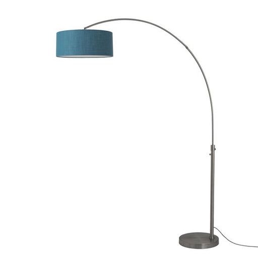 Nova California Float 92in 1-Light Arc Lamp | Industrial Black Nickel and Pool Blue Linen | Living Room & Home Office | Model 2110826BL