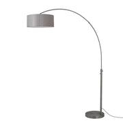 Nova California Float 92in 1-Light Arc Lamp | Modern Black Nickel and Cashmere Gray Linen Shade | Living Room & Bedroom | Model 2110826CG