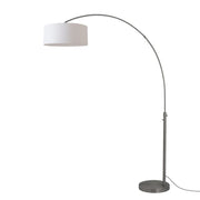 Nova California Float 92in 1-Light Arc Lamp | Modern Black Nickel and White Linen Shade | Living Room & Bedroom | 1500 Lumens 2700K | Model 2110826WH