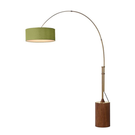 Nova California Tambo 92in 1-Light Arc Lamp | Mid-Century Modern Weathered Brass and Avocado Linen | Living Room & Bedroom | Model 2110832AV
