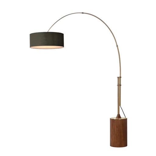 Nova California Tambo 92in 1-Light Arc Lamp | Industrial Weathered Brass and Black Linen Shade | Living Room & Bedroom | Model 2110832BK