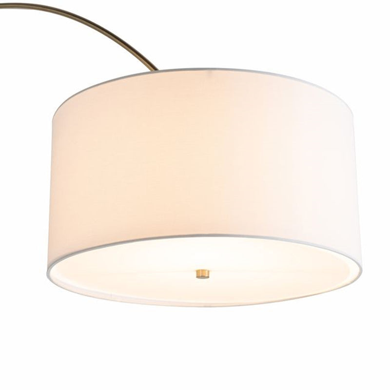 Nova California Tambo 92in 1-Light Arc Floor Lamp | Mid-Century Dark Walnut and Weathered Brass with White Linen Shade | Living | Model 2110832DW