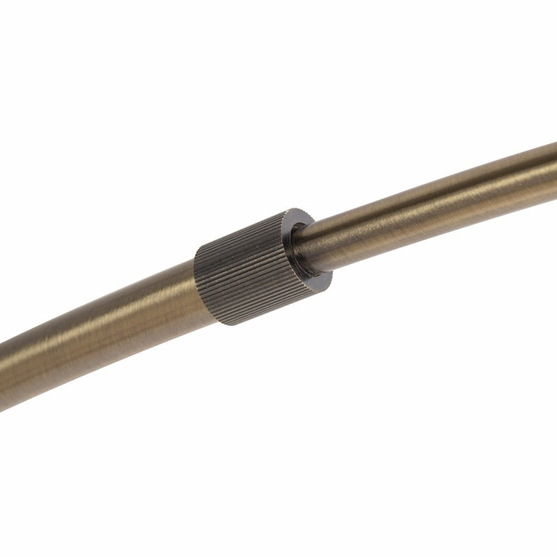 Nova California Tambo 92in 1-Light Arc Floor Lamp | Mid-Century Dark Walnut and Weathered Brass with White Linen Shade | Living | Model 2110832DW
