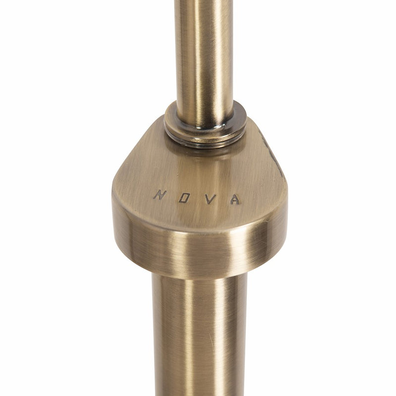 Nova California Tambo 92in 1-Light Arc Floor Lamp | Mid-Century Dark Walnut and Weathered Brass with White Linen Shade | Living | Model 2110832DW