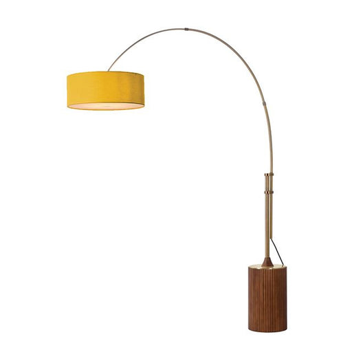 Nova California Tambo 92in 1-Light Arc Lamp | Mid-Century Weathered Brass and Mustard Linen | Living Room & Bedroom | Model 2110832MU