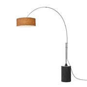Nova California Tambo 92in 1-Light Arc Lamp | Mid-Century Modern Satin Nickel and Burlap Linen Shade | Living Room & Bedroom | Model 2110834BU