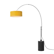 Nova California Tambo 92in 1-Light Arc Lamp | Mid-Century Satin Nickel and Mustard Linen | Living Room & Bedroom | 68 x 18 x 92 in | Model 2110834MU