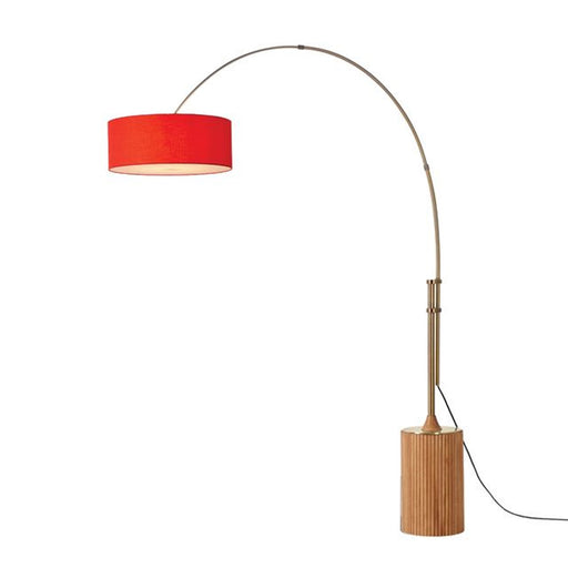 Nova California Tambo 92in 1-Light Arc Lamp | Mid-Century Weathered Brass and Crimson Red Linen | Living Room & Bedroom | Model 2110839CR