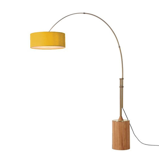 Nova California Tambo 92in 1-Light Arc Lamp | Mid-Century Weathered Brass and Mustard Linen | Living Room & Bedroom | Model 2110839MU