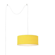 Nova California Stretch 18in 1-Light Swag Lamp | Modern Satin Nickel and Mustard Linen | Living Room & Bedroom | 1500 Lumens | Model 2110840MU