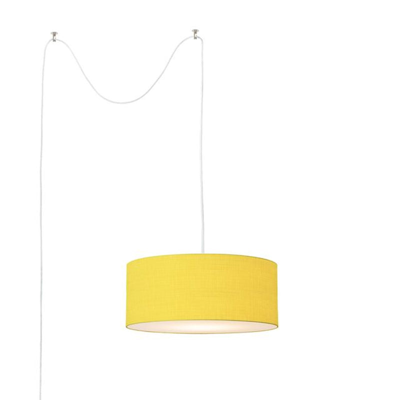 Nova California Stretch 18in 1-Light Swag Lamp | Modern Satin Nickel and Mustard Linen | Living Room & Bedroom | 1500 Lumens | Model 2110840MU