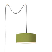 Nova California Stretch Swag Lamp 18in 1-Light Plug-In Pendant | Modern Weathered Brass and Avocado Linen | Living Room & Bedroom | Model 2110841AV